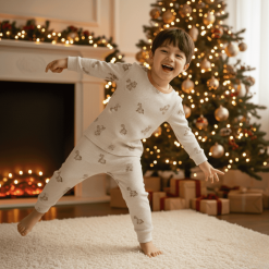 Bộ Thu Đông Cho Bé (3-25 kg) – Nâu Dài Họa Tiết - Vải Len (Combo 1–3 Bộ)